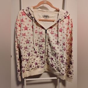 Converse Off White, Pink and Purple Star Zip-Up Hoodie. Size XL